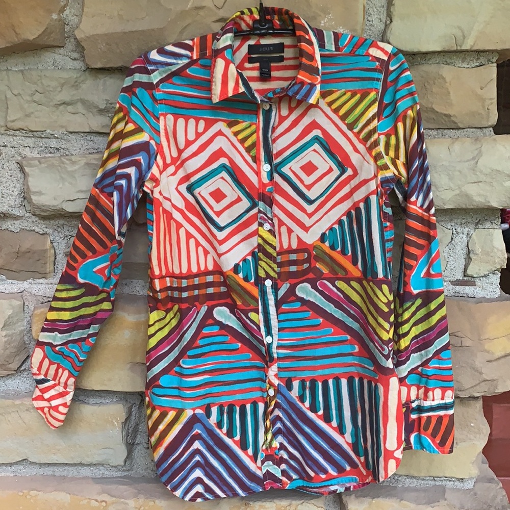 J.Crew Boy Style Colorful Button Down SZ 000